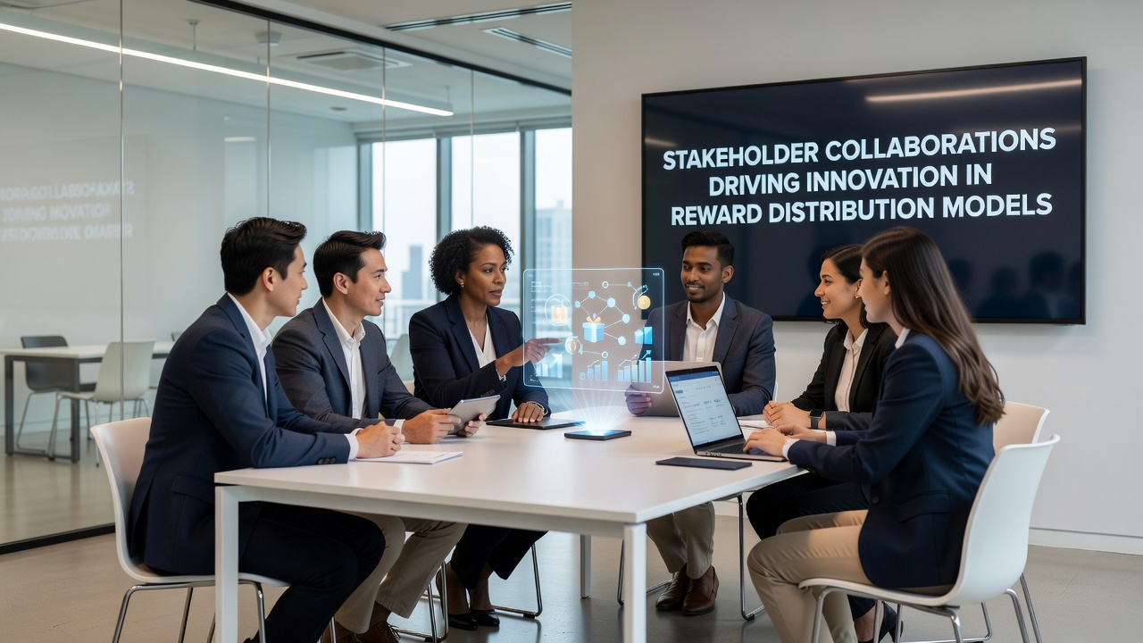 Data analysts review reward distribution metrics during a collaborative workshop